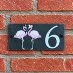 Number slate house sign flamingo small