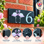 Number slate house sign flamingo small
