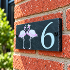 Number slate house sign flamingo small