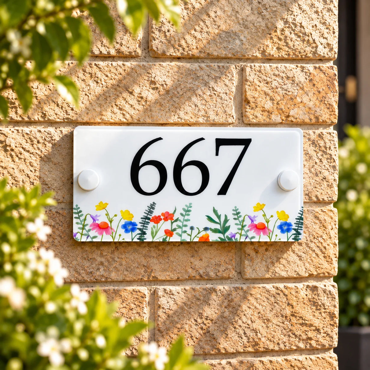 Acrylic house sign wild flowers small