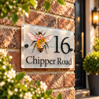 Floral bee acrylic house sign