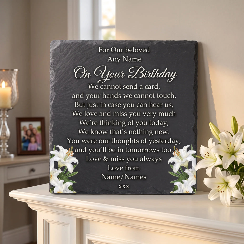 Floral Birthday memorial plaque