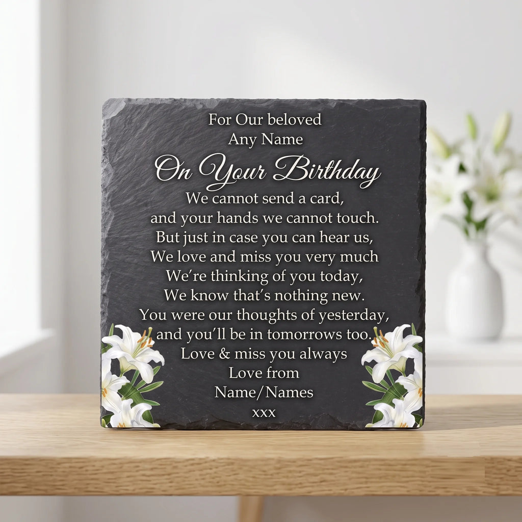 Floral Birthday memorial plaque