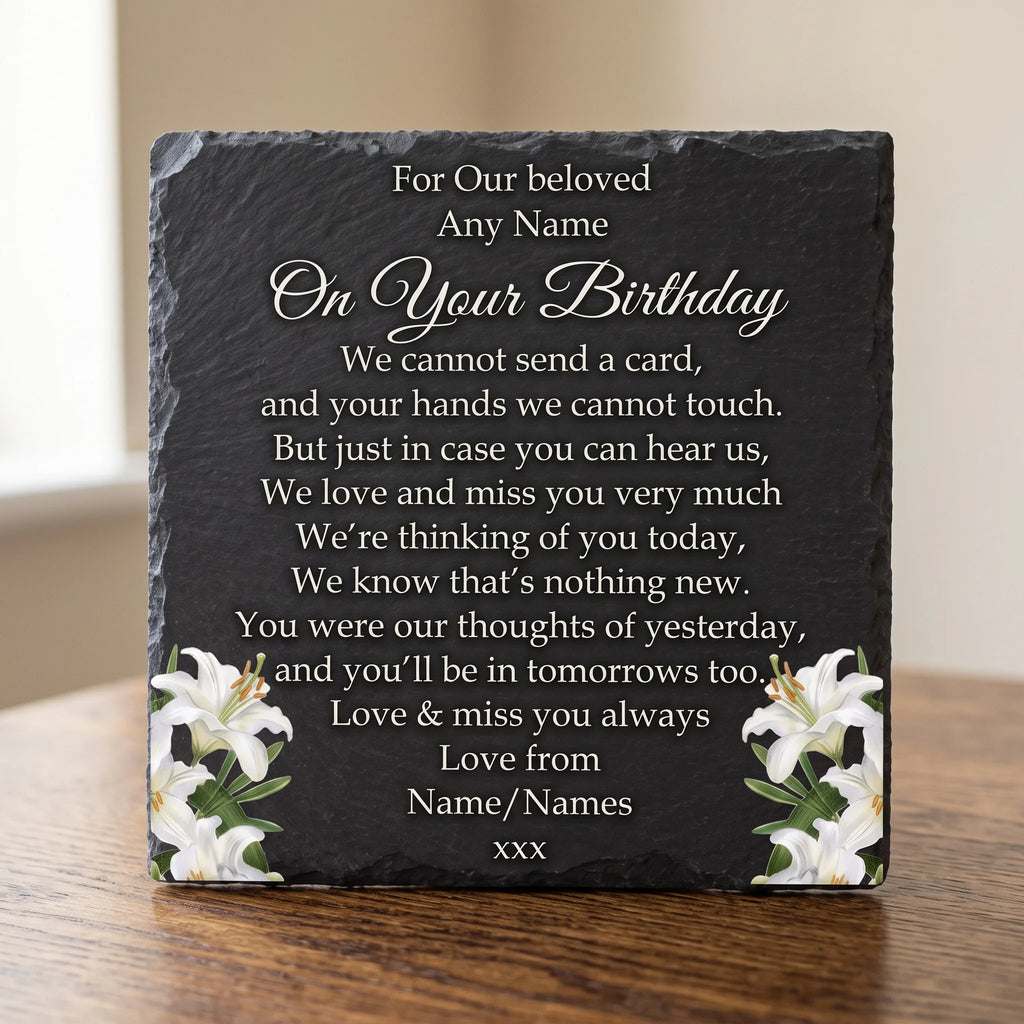 Floral Birthday memorial plaque