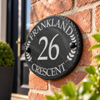 Oval Leaf slate house sign