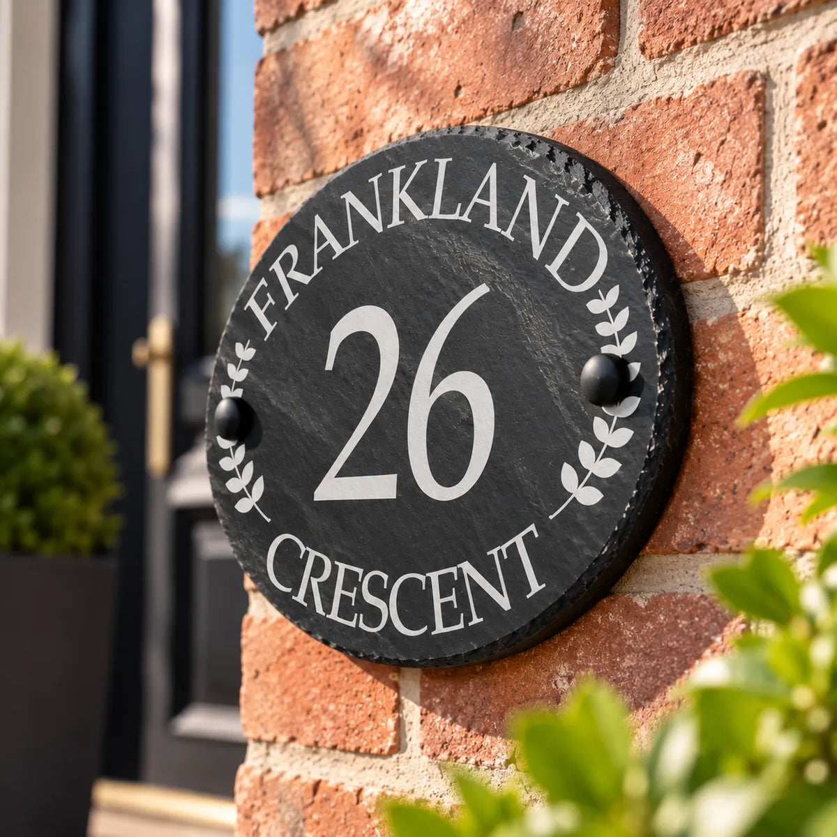Oval Leaf slate house sign