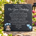 Bear Birthday Memorial plaque 3 Blue Balloons