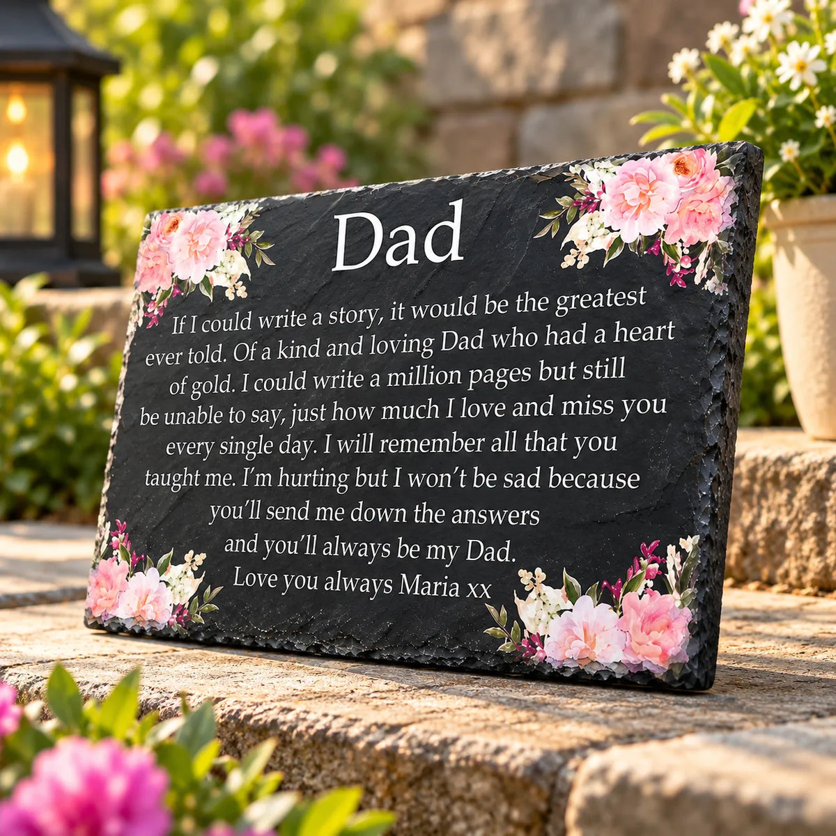 Floral memorial plaque