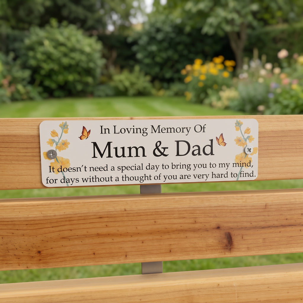 Acrylic yellow floral  bench memorial plaque