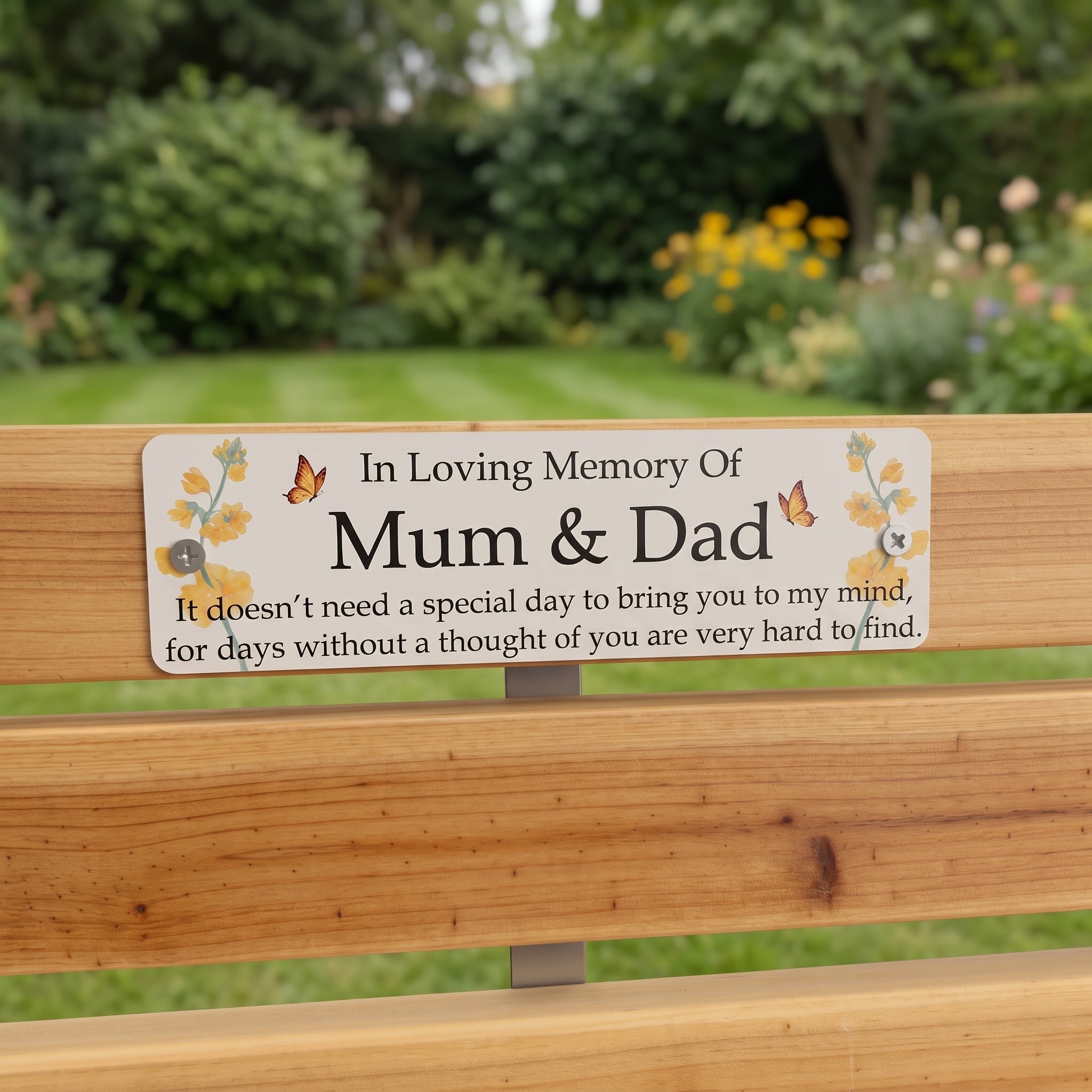 Acrylic yellow floral  bench memorial plaque