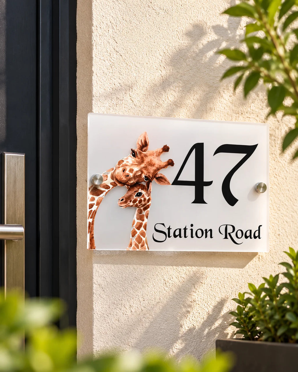 Giraffe acrylic house sign