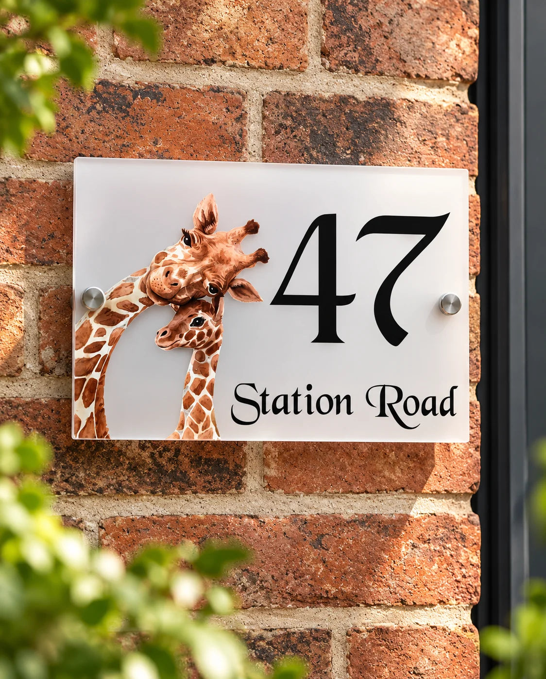 Giraffe acrylic house sign