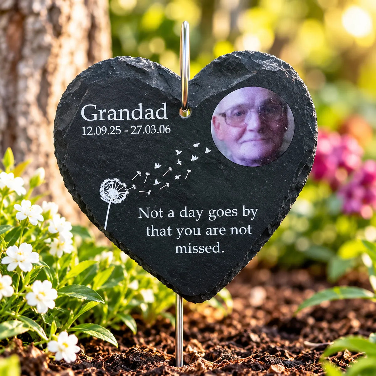 Dandelion photo memorial with hanging hook