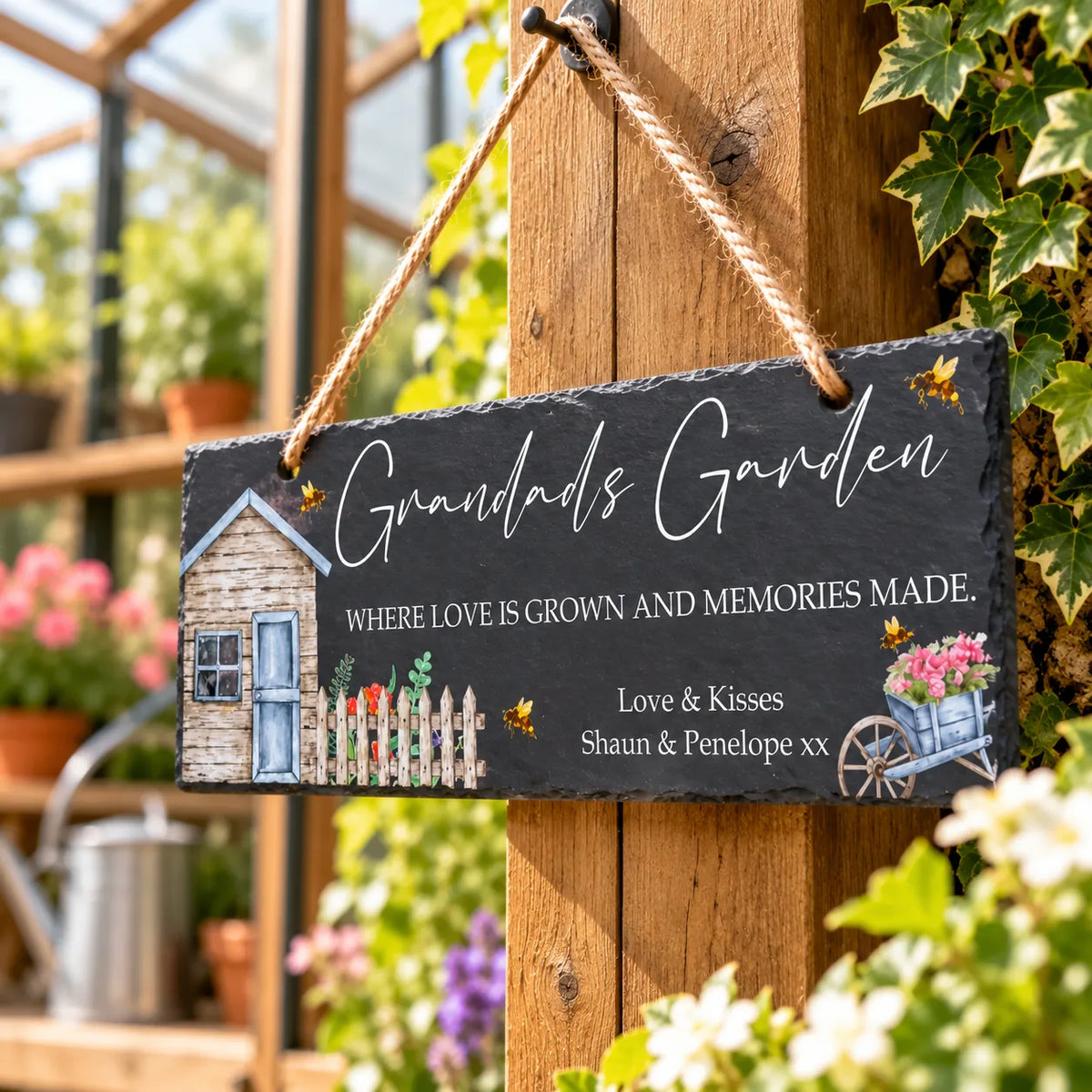Where love is grown garden slate sign