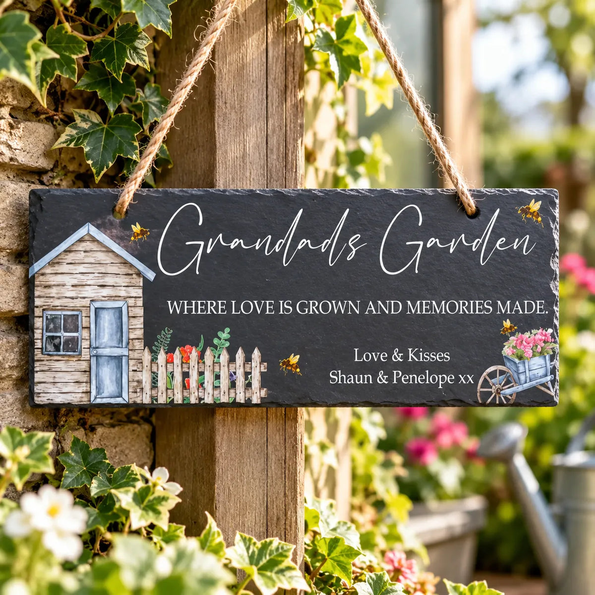 Where love is grown garden slate sign