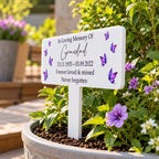 Acrylic Purple Butterflies plant pot memorial plaque