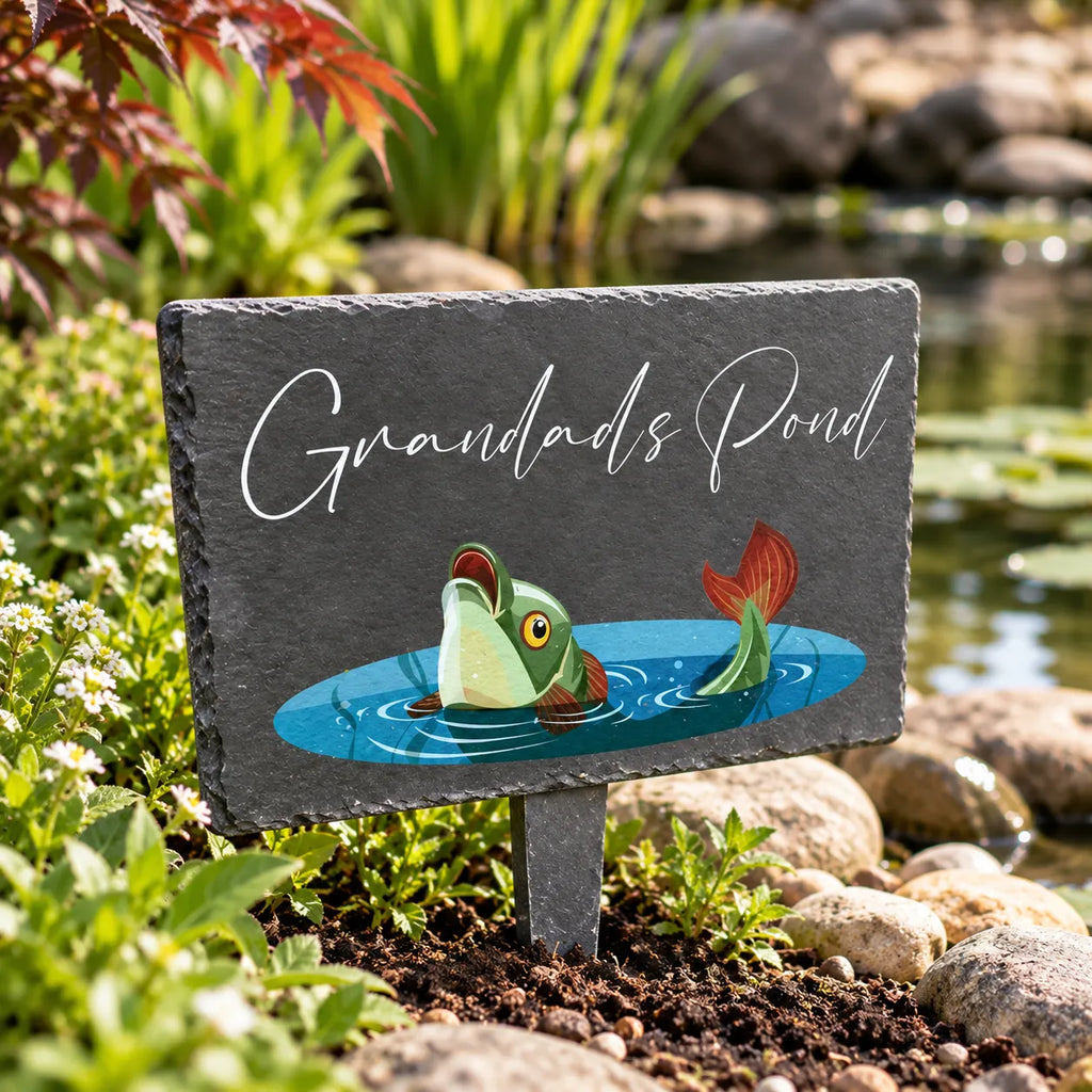 Garden pond slate sign