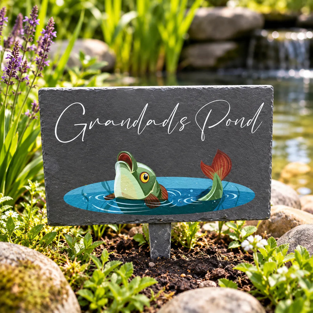 Garden pond slate sign