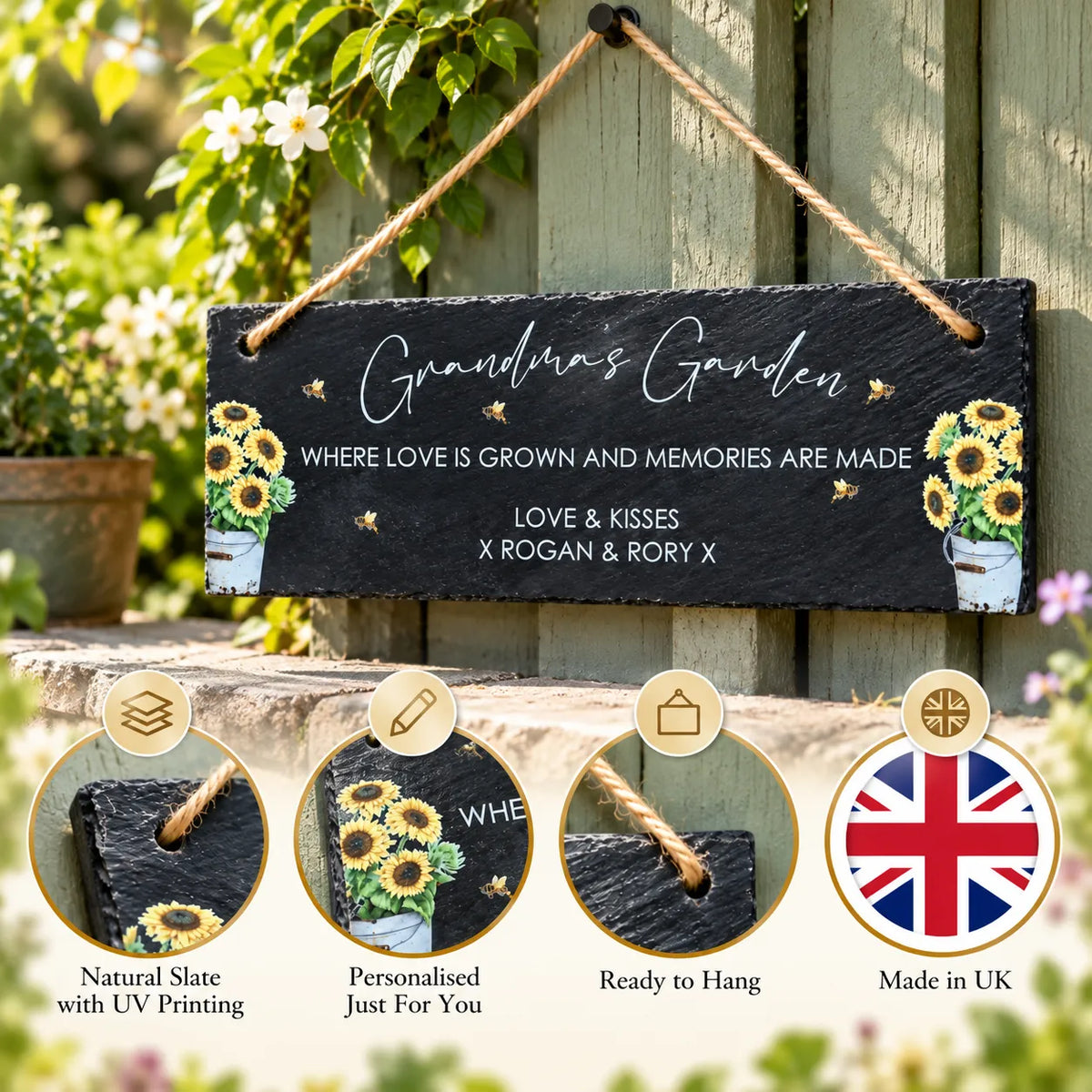 Where love is grown garden slate sign