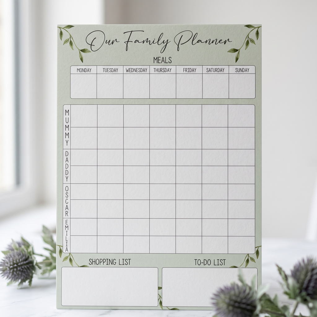 Green Family weekly planner