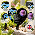 Black heart memorial stake forget me not