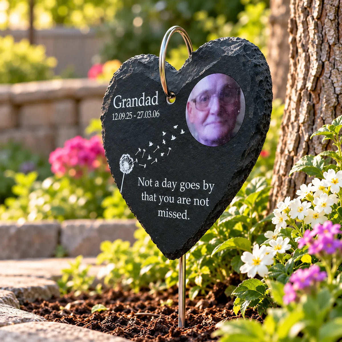 Dandelion photo memorial with hanging hook