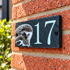 Number slate house sign hedgehog small
