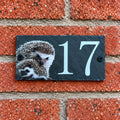 Number slate house sign hedgehog small