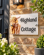Highland cow mother & child acrylic house sign