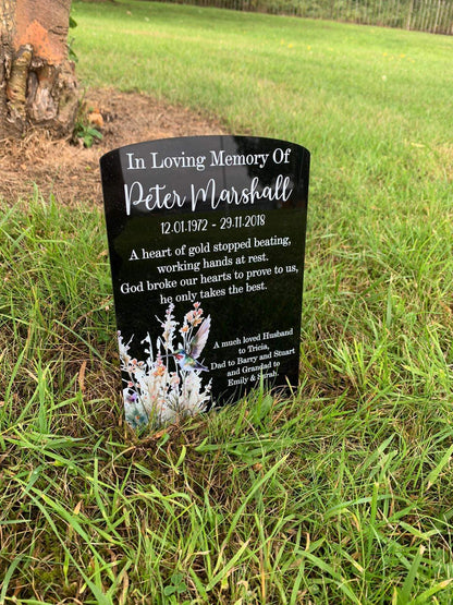 Kingfisher floral temporary headstone