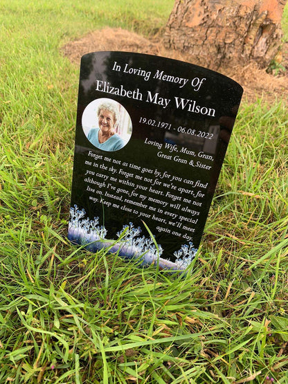 Forget me not temporary headstone with photo