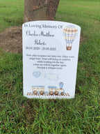Train & hot air balloon temporary headstone