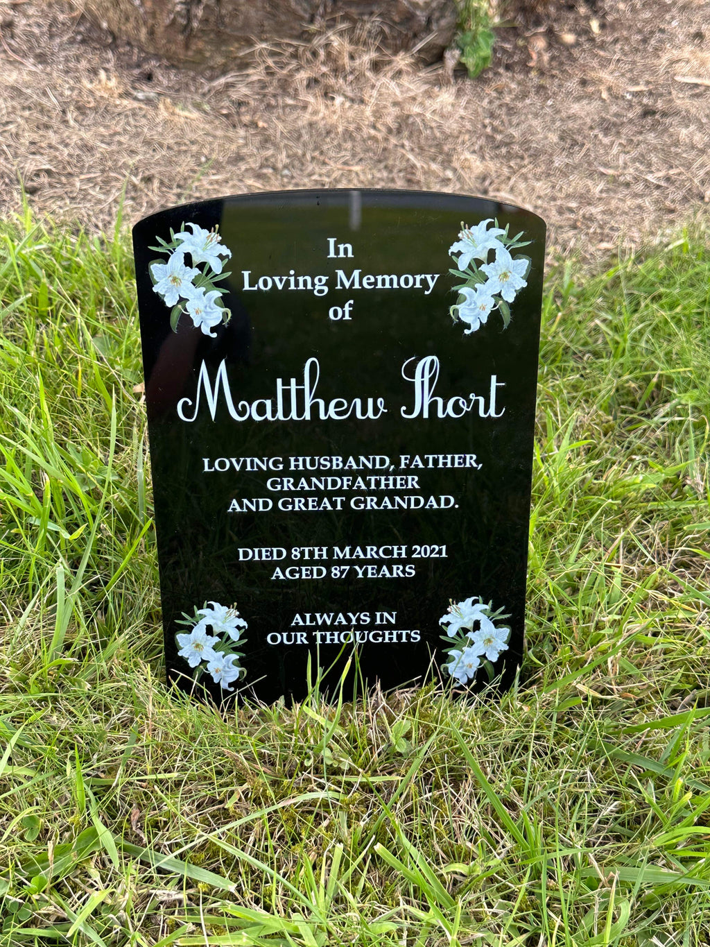 Lily corners temporary headstone