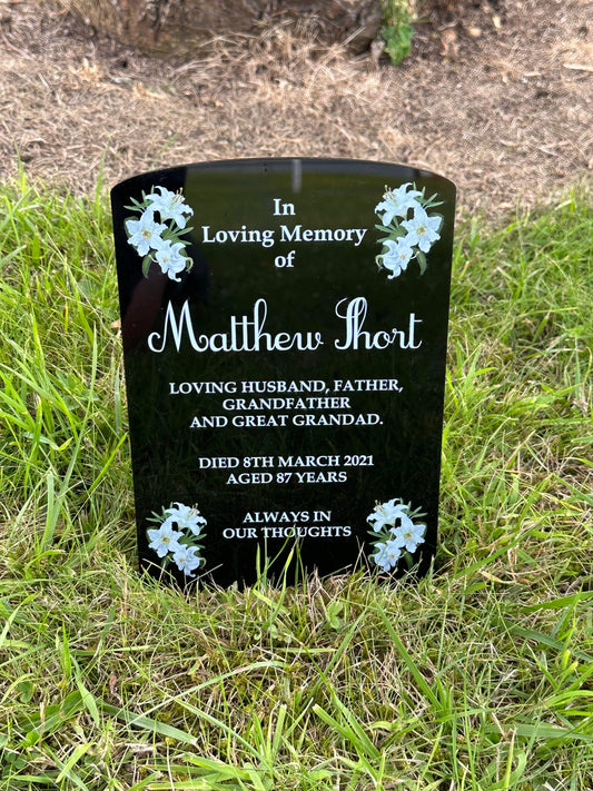 Lily corners temporary headstone