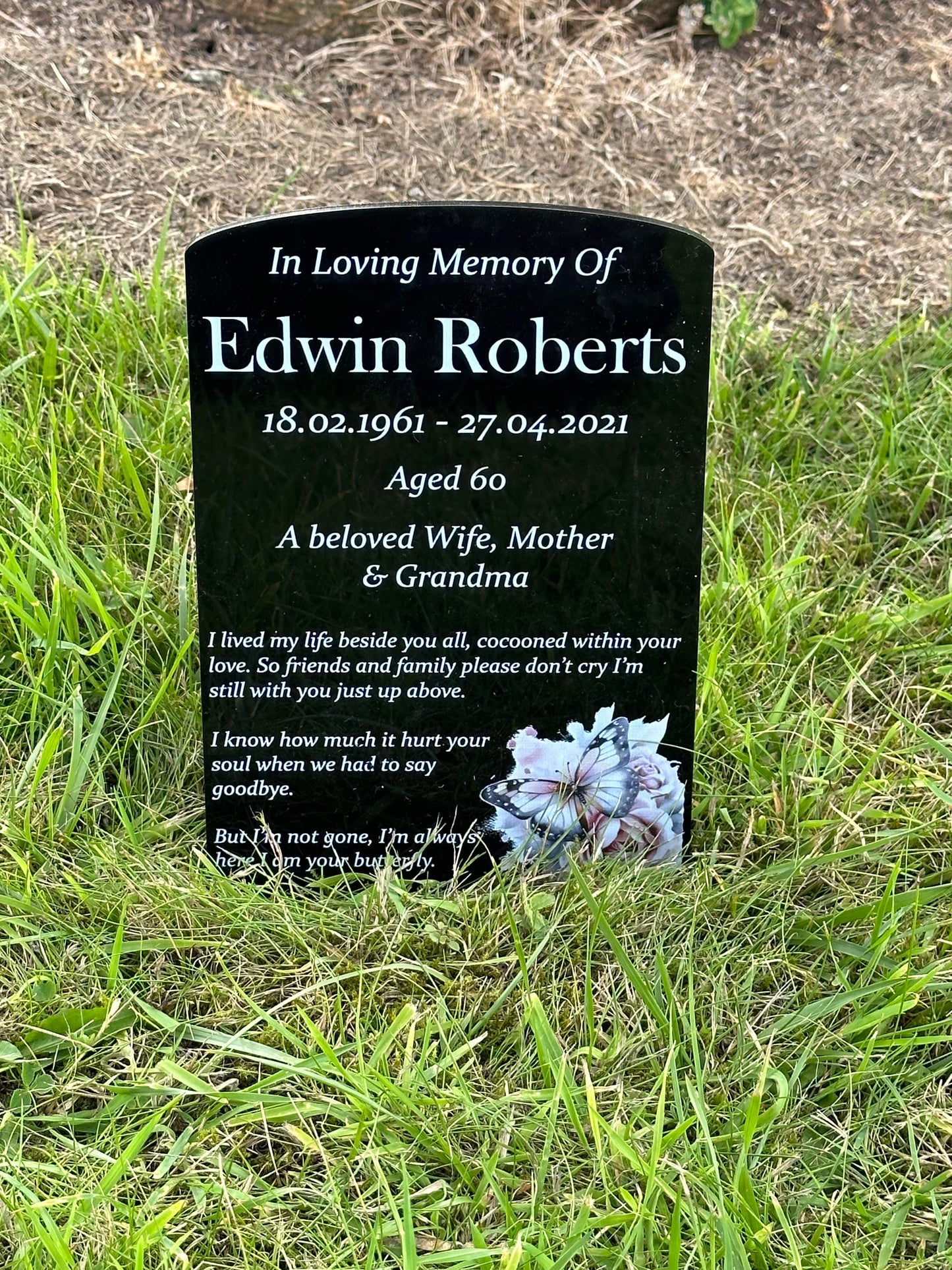 Butterfly temporary headstone