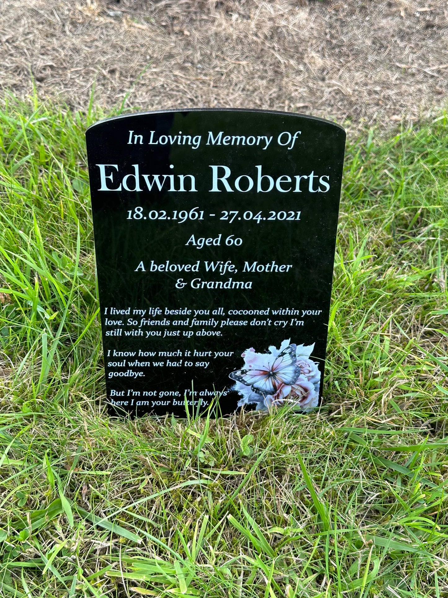 Butterfly temporary headstone