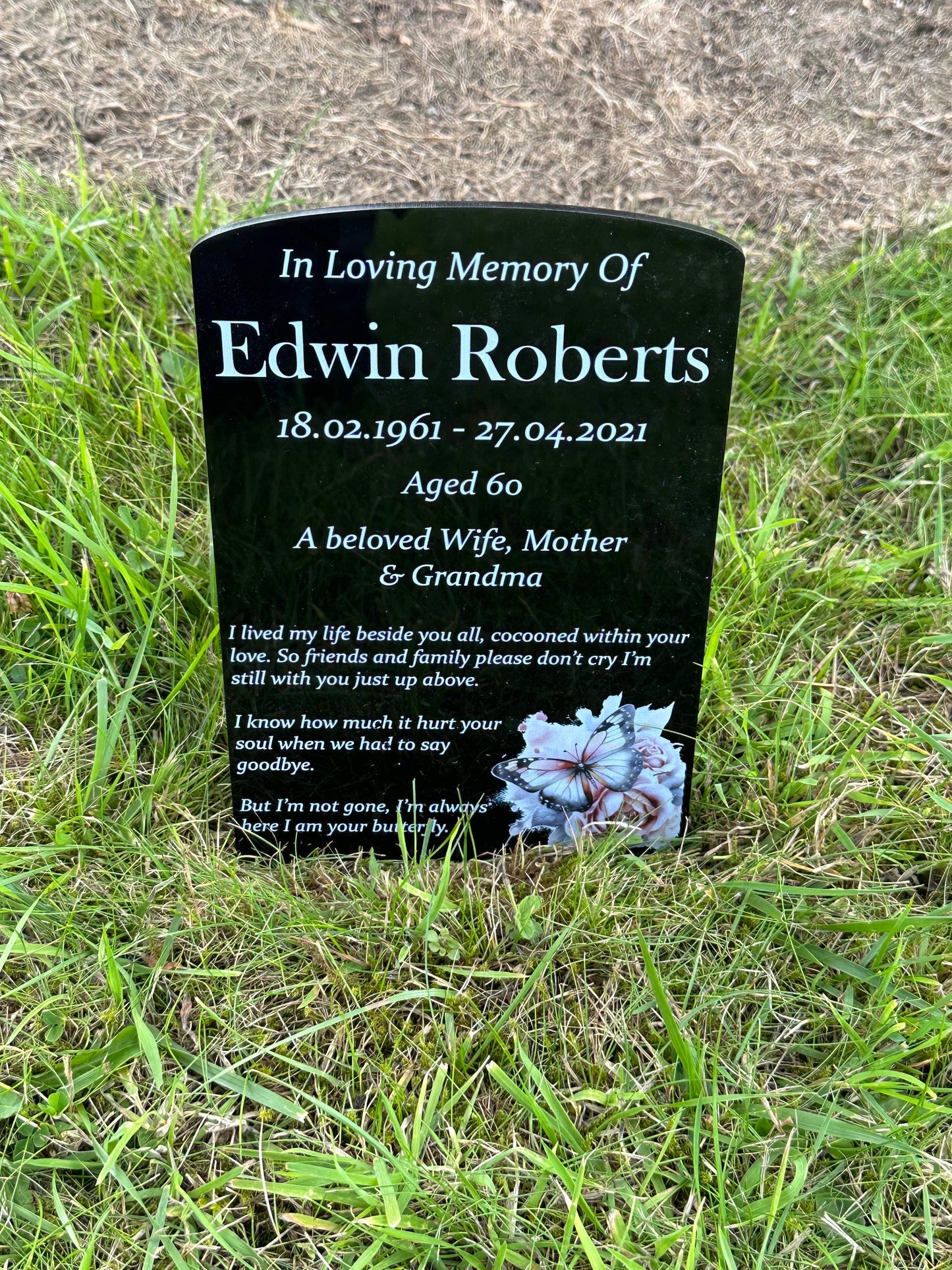 Butterfly temporary headstone