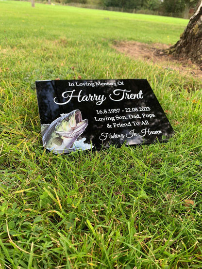 Gone fishing in heaven temporary headstone