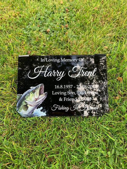 Gone fishing in heaven temporary headstone