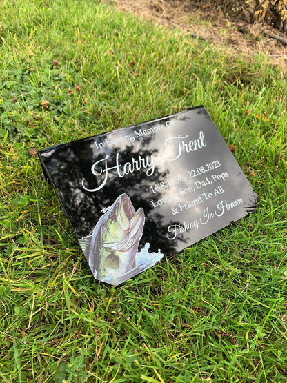 Gone fishing in heaven temporary headstone