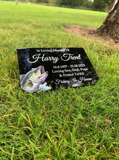 Gone fishing in heaven temporary headstone