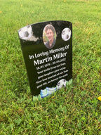 Football temporary headstone with photo