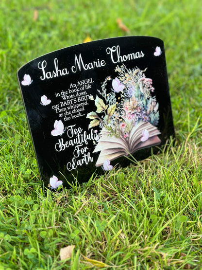 Floral book of life temporary headstone