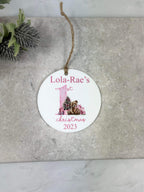 BOGOF pink first Christmas bauble