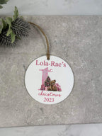 BOGOF pink first Christmas bauble