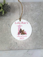 BOGOF pink first Christmas bauble