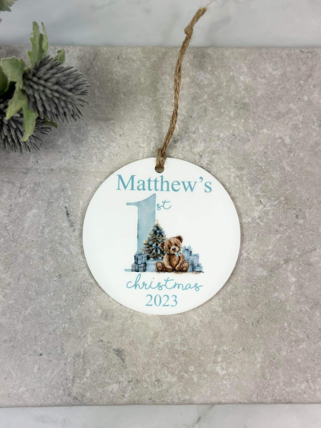 BOGOF blue first Christmas bauble