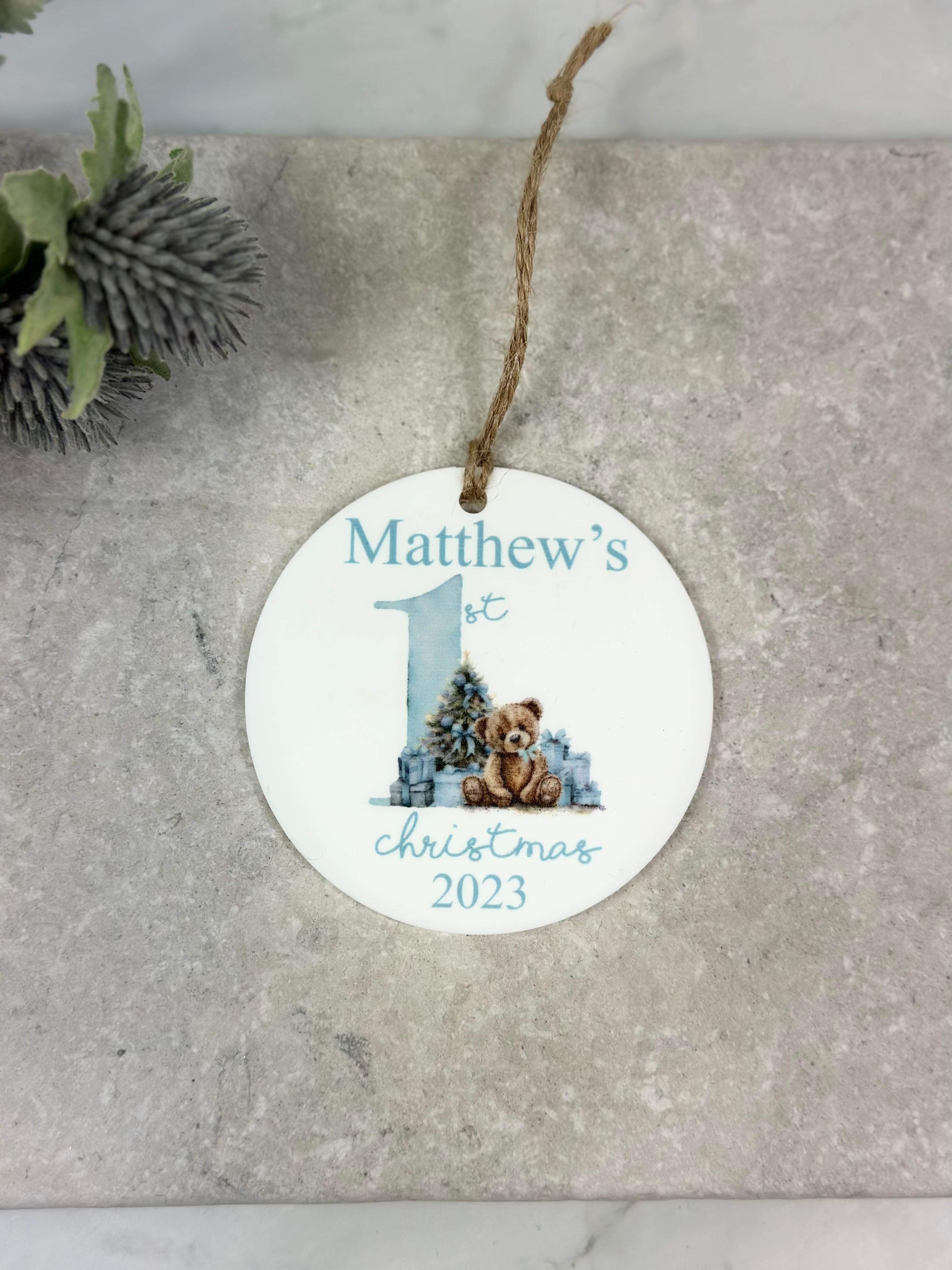 BOGOF blue first Christmas bauble