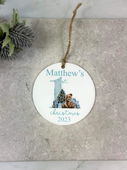 BOGOF blue first Christmas bauble