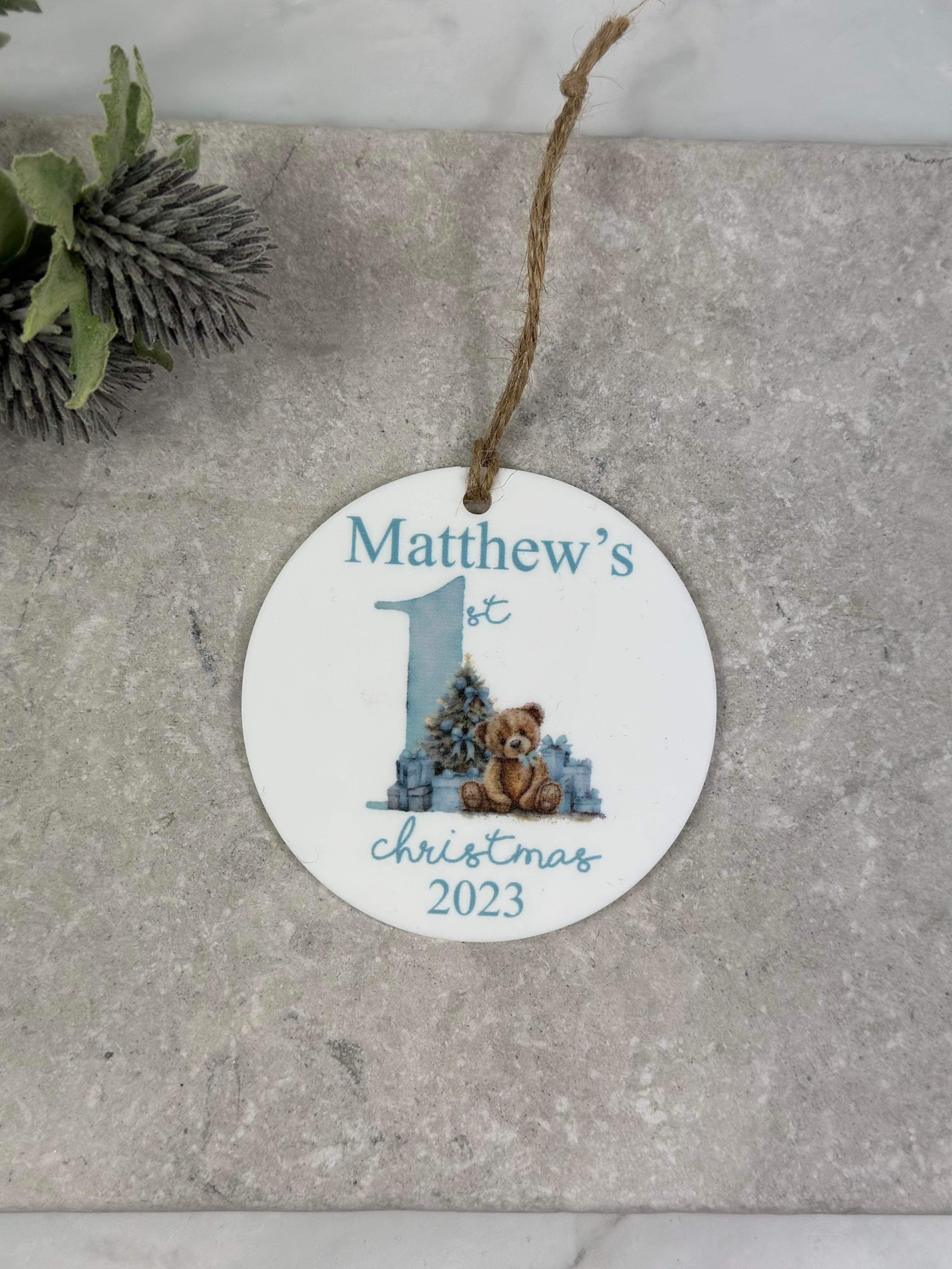 BOGOF blue first Christmas bauble